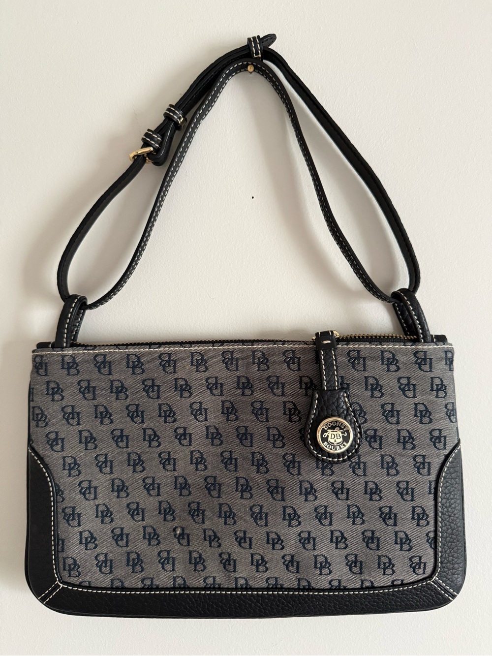 Dooney & Bourke Gray and Black Monogram Shoulder Bag